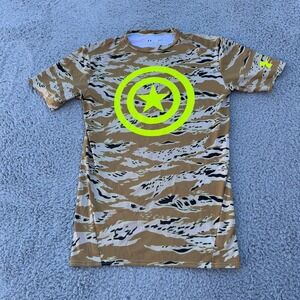 Under Armour Captain America Shirt Mens Large Compression Camo Heat Gear Marvel